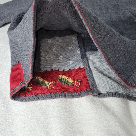 Vtg Orvis Sweater Womens Sz M Novelty Grannycore Embroidered Bird Knit Cardigan - Picture 6 of 16